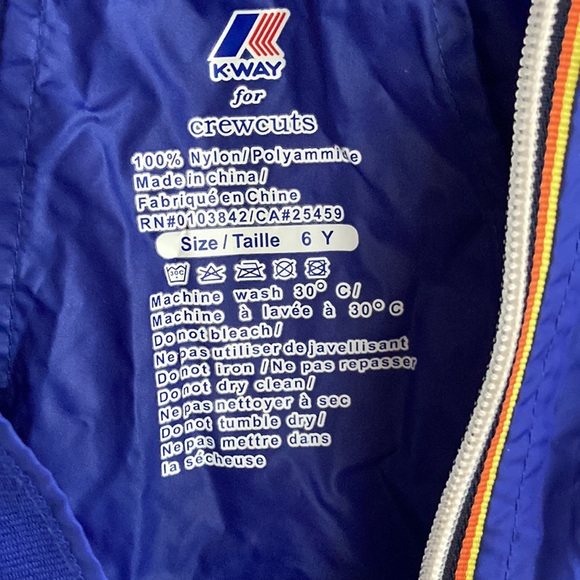KWay Crewcuts Collab Packable Windbreaker Coat Jacket Size 6 Youth - Picture 2 of 7